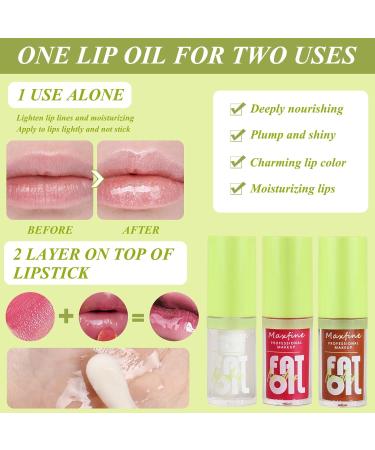 3PCS Fat Lip Oil Set - Long Lasting Glitter Liquid Lip Gloss - Moisturizing Tinted Plumper & Hydrating Lip Balm - Buy Online on GoSupps.com