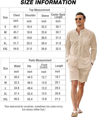 COOFANDY Men's Linen 2-Piece Set: Button Down Shirt & Drawstring Shorts - Khaki, X-Large - Buy Online on GoSupps.com