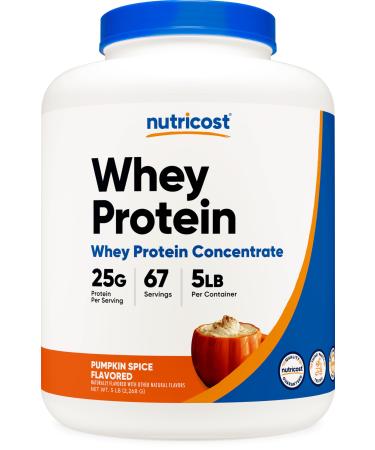 Nutricost Whey Protein Concentrate Powder (Pumpkin Spice) 5 LB - 25g of Protein GMO-Free Gluten-Free 67 Servings