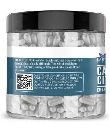 Earthborn Elements Calcium Citrate 200 Capsules Pure & Undiluted No Additives - Buy Online on GoSupps.com