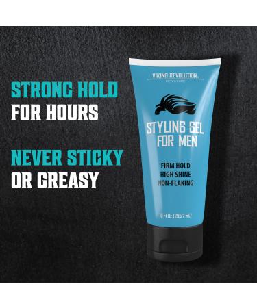 Viking Revolution Strong Hold Hair Gel for Men - 10oz Clear Styling Gel with Extra Strength and High Shine - Non-Flaking Curly Hair Gel - Firm Hold Mens Haircare Product - Buy Online on GoSupps.com