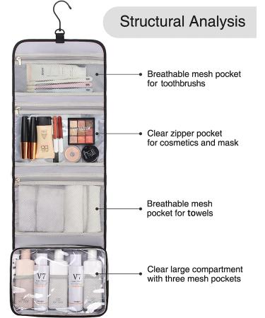 Relavel Waterproof Hanging Toiletry Bag for Men and Women - Large Travel Shaving and Makeup Organizer in Black - Buy Online on GoSupps.com