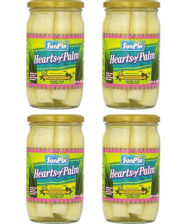 Sunpix Hearts Of Palm, Crisp and Zesty, 25 oz Glass Jar (Pack of 4, Total of 100 Oz)