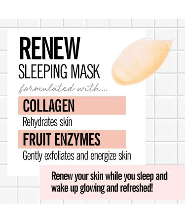 Valjean Labs Renew Sleeping Mask - Collagen + Fruit Enzymes - Hydrate, Soften, Exfoliate Skin - Cruelty Free, Paraben Free - Made in USA (3.5 oz) - Buy Online on GoSupps.com