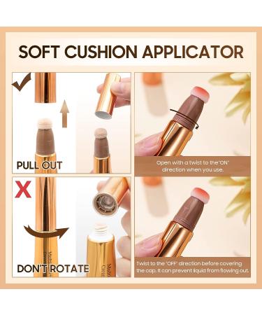 Contour Stick Beauty Wand - Liquid Bronzer Highlighter Cream Blush Stick with Fine Cushion Applicator | Face Makeup Lumi Glotion for Flawless Finish - Cruelty-Free | Contour (Medium Brown) - Buy Online on GoSupps.com