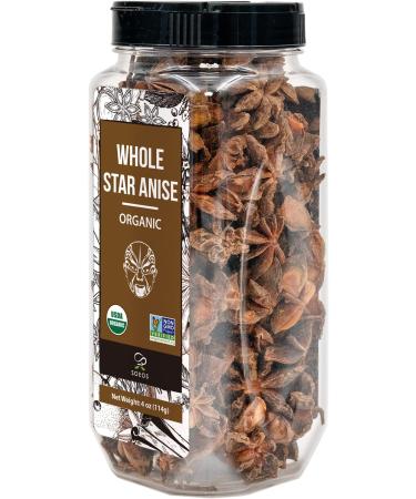 Organic Whole Star Anise 4 oz - USDA Organic, Non-GMO Star Anise Seed Pods - Buy Online on GoSupps.com