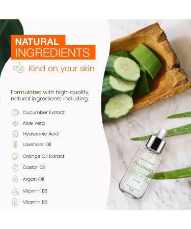 Natural Chemist Cucumber & Aloe Face Serum - Calming & Redness-Reducing Hydration for Dry Skin - 1.69 Fl. oz - Buy Online on GoSupps.com