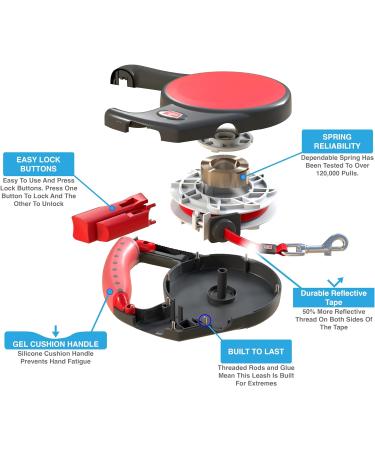 Retractable Gel Pet Leash Handle - Red Medium | Dog Leash - Buy Online on GoSupps.com