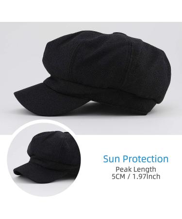 Gisdanchz Women Linen Newsboy Cap Cabbie Hat 8 Panels - Black, Size 6 7/8 - Buy Online on GoSupps.com
