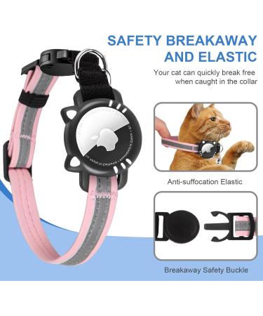 Agoumlux Reflective Cat Collar with Bell - Adjustable Pink Airtag Neck Band for Young Cats XS (17.5-23 cm) - Buy Online on GoSupps.com