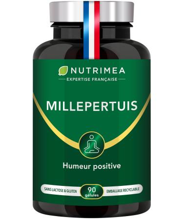St. John's Wort - Highly Concentrated Titled Extract with Hypericin - 500mg - 100% Natural - Anti-Depression Good Mood Anti-Stress & Sleep - 90 Vegan Capsules - Nutrimea - Made in France