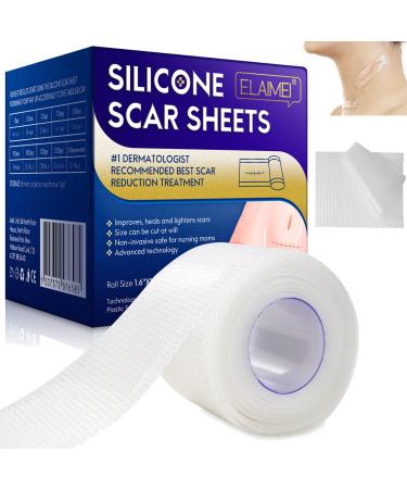 Scar Away Silicone Scar Sheets (1.6  x 120 )  Clear Gel Silicone Scar Tape  Invisible Medical Grade Scar Silicone Strips  Transparent Advanced Removal Scar Patches for C-Section  Keloids  Burn  Acne