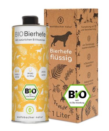 Wolfsbach organic beer yeast for dogs and cats |1 liter of liquid brewer's yeast |100% bio for skin and fur care feed supplement with vitamin B rich in minerals & trace elements DE-KO-060