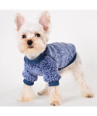 Yikeyo Dog Sweater for Small Dog Girl Boy, Winter Warm Fluffy Solid Dog Clothes for Small Dogs Chihuahua Yorkie Teacup,Pet Coat, Cat Apparel Outfit (X-Small, Navy Blue) X-Small Blue