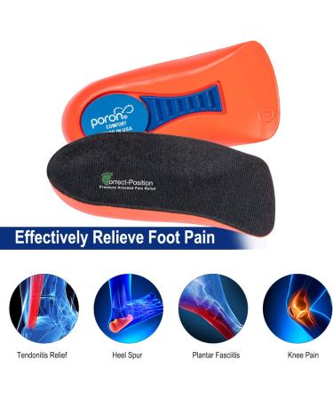 Correct-Position Orthotic Insoles for Plantar Fasciitis Relief | 3/4 Length Arch Support | Reduce Heel & Knee Pain | 1 Pair Black Women 4-8 / Men 5-7 - Buy Online on GoSupps.com