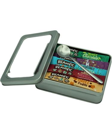 Beanies Flavoured Instant Coffee Sachets - 20 Sticks Mixed Varieties - Bundle with TinTastic Silver Refillable Lid Tin and Latte Spoon - Quick and Tasty On-the-Go - Buy Online on GoSupps.com