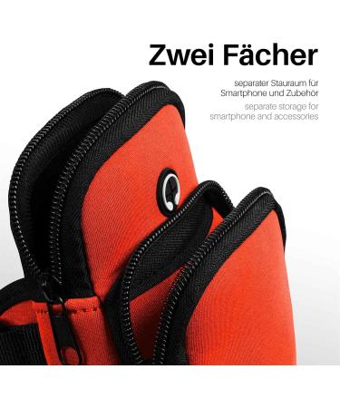 Moex Cell Phone Bag for Samsung Galaxy Z Flip 5 - Neoprene Arm Band Holder for Running & Sports - Orange Running Bracelet with 2 Compartments - Buy Online on GoSupps.com