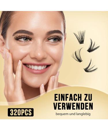 QUEWEL Individual Cluster Lashes - 320 Pieces 0.07D Curl | DIY Eyelash Extensions 12-18mm - Natural Look - Buy Online on GoSupps.com