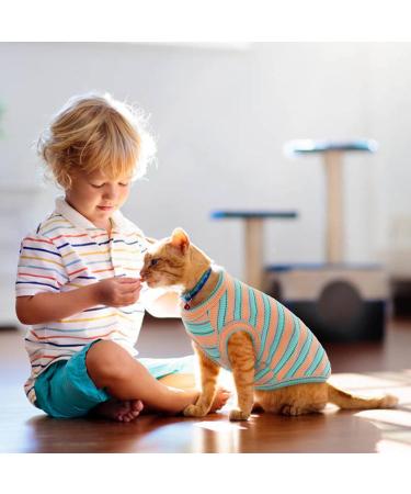OUOBOB Sphynx Cat Clothing - Breathable Summer Shirts & Sweaters for Hairless Cats | Stylish Stripes for Sphynx Cornish Rex & Devon Rex - Buy Online on GoSupps.com