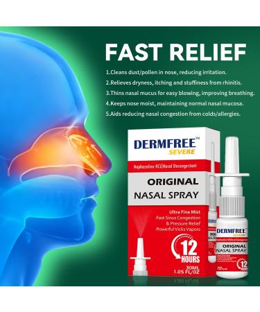 SOVS DERMFREE Nasal Spray for Adults and Children 6+ Sinus Congestion Relief and Nasal Congestion Relief Nasal Spray - 1.05 Fl Oz Spray Bottle - Buy Online on GoSupps.com