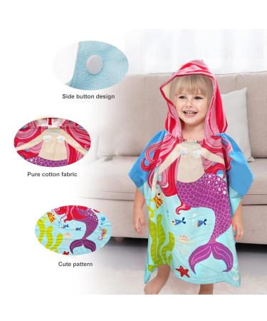 Supgomax Hooded Bathing Poncho for Kids - Cartoon Absorbent Beach Towel & Baby Hooded Towel for Swimming Shower & Mermaid Fun - Buy Online on GoSupps.com