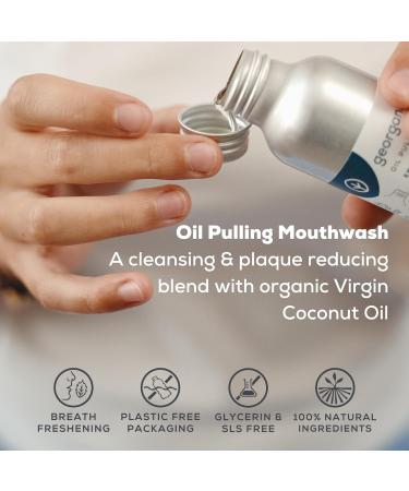 Georganics - Organic Whitening Oilpulling Mouthwash - Cleansing & Plaque Reducing Blend with Organic Virgin Coconut Oil - Vegan SLS Cruelty and Fluoride Free - Spearmint - 100ml - Buy Online on GoSupps.com