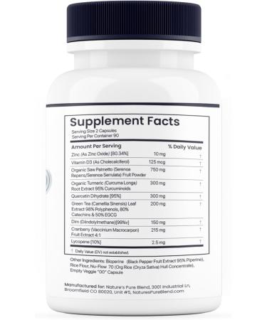 Nature s Pure Blend Prostate Flow Prostate Health Supplements for Men with Saw Palmetto, Herbal Complex and Essential Nutrients Support for Flow, Balance, Hair Strength, and Wellness 90 Capsules - Buy Online on GoSupps.com