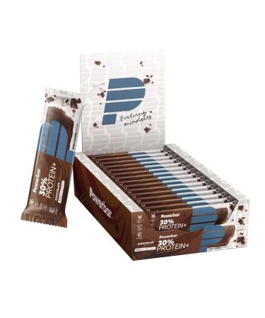 Powerbar - 30% Protein Plus - Chocolate - 15x55g - High Protein Bar - Whey&Casein Protein - collagen-free Chocolate Single