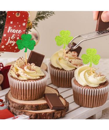 6 PCS St Patrick's Day Cupcake Toppers Glitter Clover Cupcake Picks St Patrick's Day Party Cake Decoration - Buy Online on GoSupps.com