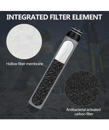 Water Filter Bottle - Outdoor Filtration for Hiking & Camping | 1500L Capacity Removes 99.99% Bacteria & Germs (650ml Black) - Buy Online on GoSupps.com