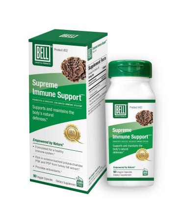 Bell Supreme Immune Support Mushroom Supplement Unique Blend with Turkey Tails Mushroom -A Natural Supplement for Immune Support Unique Blend | 90 Capsules Supreme Immune Support (Pack of 1)