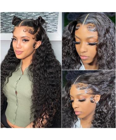 IFTIME Deep Wave Lace Front Wigs Human Hair 30inch Deep Curly 13x4 Transparent Lace Front Wigs Human Hair Wigs for Black Women Wet and Wavy Curly Frontal Wigs Pre Plucked with Baby Hair 180% Density 30 Inch Deep wave lac...