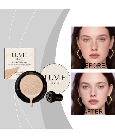  Nuvilo Luvie Glow Foundation Mushroom Head Air Cushion CC Cream Blur Cushion for skin light coverage moisture-wicking long-lasting makeup natural color (2pcs) - Buy Online on GoSupps.com