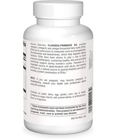 Source Naturals Flax Seed & Evening Primrose Oil 1300 mg - 180 Softgels | Omega-3 & GLA Support - Buy Online on GoSupps.com