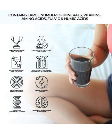 Organic Shilajit Resin 10g - Energy & Focus Booster with Fulvic Acid | Trace Minerals Complex for Vitality | 100% Pure Plant-Based Nutrients - 0.35oz - Buy Online on GoSupps.com