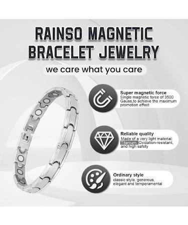 RainSo Strong Therapeutic Magnetic Bracelet for Women - Silver Titanium Magnetic Bracelet for Pain Relief & Wellness - Buy Online on GoSupps.com