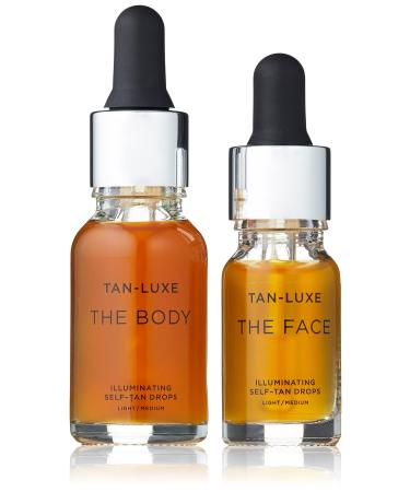 TAN-LUXE Glow Getter Kit - The Face 10ml and The Body 15ml Illuminating Self-Tan Drops - Cruelty Free & Vegan Light/Medium