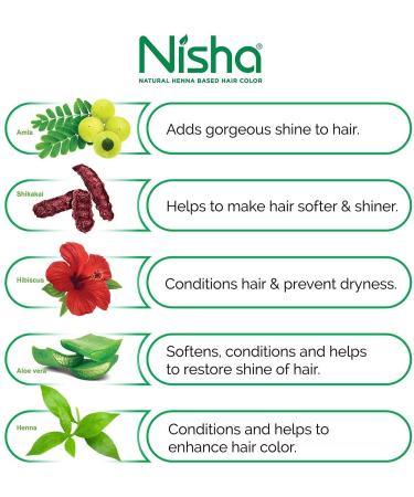Nisha Natural Brown Hair Color Dye - Ammonia-Free Henna Powder (Pack of 10 15g) - International Shipping Available - Buy Online on GoSupps.com