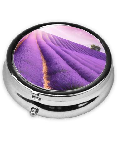 Buy Romantic Purple Lavender Mini Round Pill Box - 3 Compartment Travel Organizer for Home & Office - Buy Online on GoSupps.com