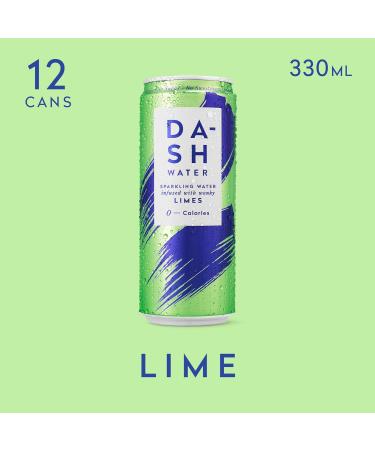 Dash Water Lime & Lemon - 24 x Flavoured Sparkling Spring Water NO Sugar NO Sweetener NO Calories - Infused with Wonky Fruit (12 Lime & 12 Lemon x 330ml cans) - Buy Online on GoSupps.com