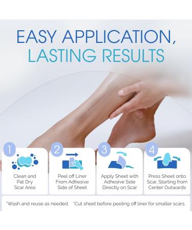 Medical Grade Silicone Scar Sheets - Large 7 Water Resistant & Reusable - Breathable Clear Tape for C-Section Tummy Tuck Surgical Scars & Keloids - 4 Strips & 4 Sheets - Buy Online on GoSupps.com