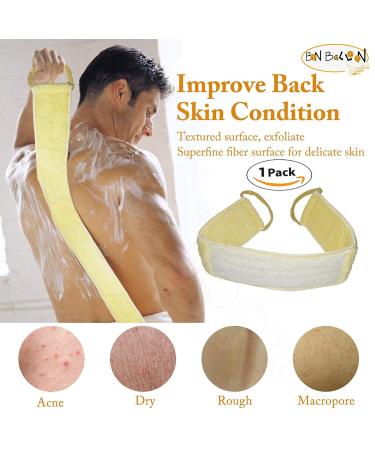 Organic Luffa Loofah Mitt for Exfoliating Shower - Premium Egyptian Scrubber Sponge for Spa Body - Long Handled Back Pouf (1 Pack) - Buy Online on GoSupps.com