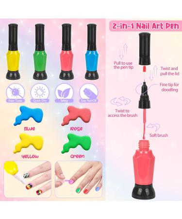 Kids Nail Polish Set | Non-Toxic Peel-Off Nail Art Kit with Dryer & Polish Pen | Perfect Birthday & Christmas Gift for Girls Ages 6-12 - Buy Online on GoSupps.com