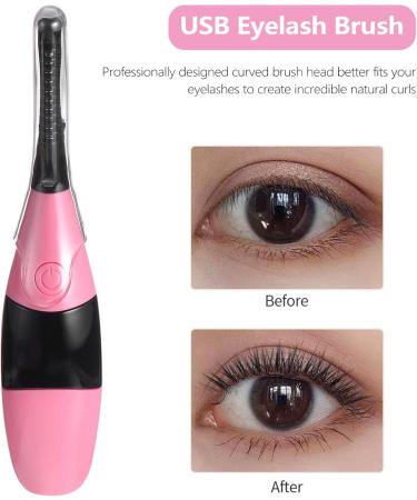 FRCOLOR 3pcs Eyelash Curling Kit - Eyelash Curler Brush & Clip for Perfect Eye Makeup - Heating Wire Lash Tool in Pink - Buy Online on GoSupps.com