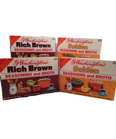 G Washington's Seasoning and Broth - 2 Golden and 2 Rich Brown Variety Pack - Meat and Gluten-Free