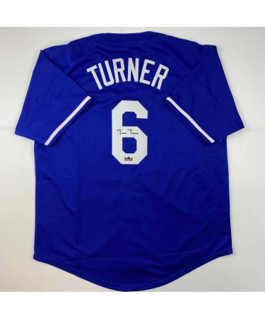 Facsimile Autographed Trea Turner Los Angeles LA Blue Reprint Laser Auto Baseball Jersey Size Men's XL