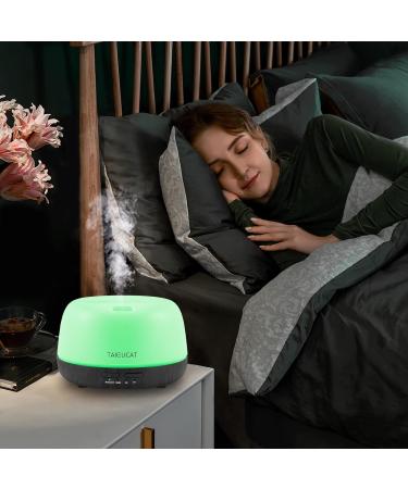 TAIGUCAT Mini Essential Oil Diffuser 300ml with Remote Control | Aromatherapy Electric Air Diffuser | USB-C Power Cord | 7 LED Color Changing | Deep Wood Grain | Ideal for Small Room and Bedroom - Buy Online on GoSupps.com