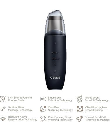Geske SmartAppGuided Microcurrent Skin Scrubber & Blackhead Remover - 9 in 1 Anti-Aging Skincare Tool for Professional Face Cleaning & Lift - Buy Online on GoSupps.com