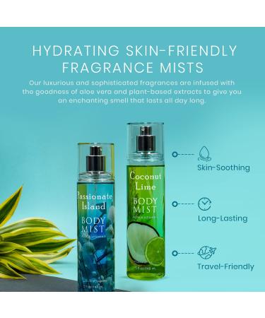 Body Mist Set (Coconut Lime Passionate Island) 5 Fl Oz Each Pack of 2 Fragrance Mist for Men & Women - Buy Online on GoSupps.com