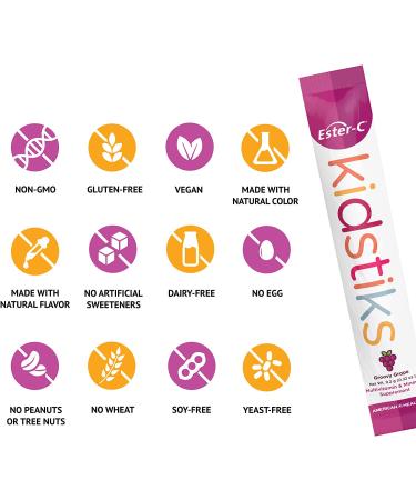 Ester-Cآ® 250 mg Kidstiks - Groovy Grape Flavor, 30 Powder Sticks (6.5g each) - Buy Online on GoSupps.com